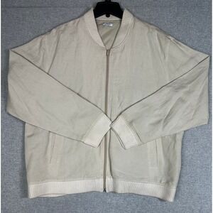Irvine Park Linen Blend Bomber Jacket‎ Mens XL Tan Beige Full Zip Up Coat